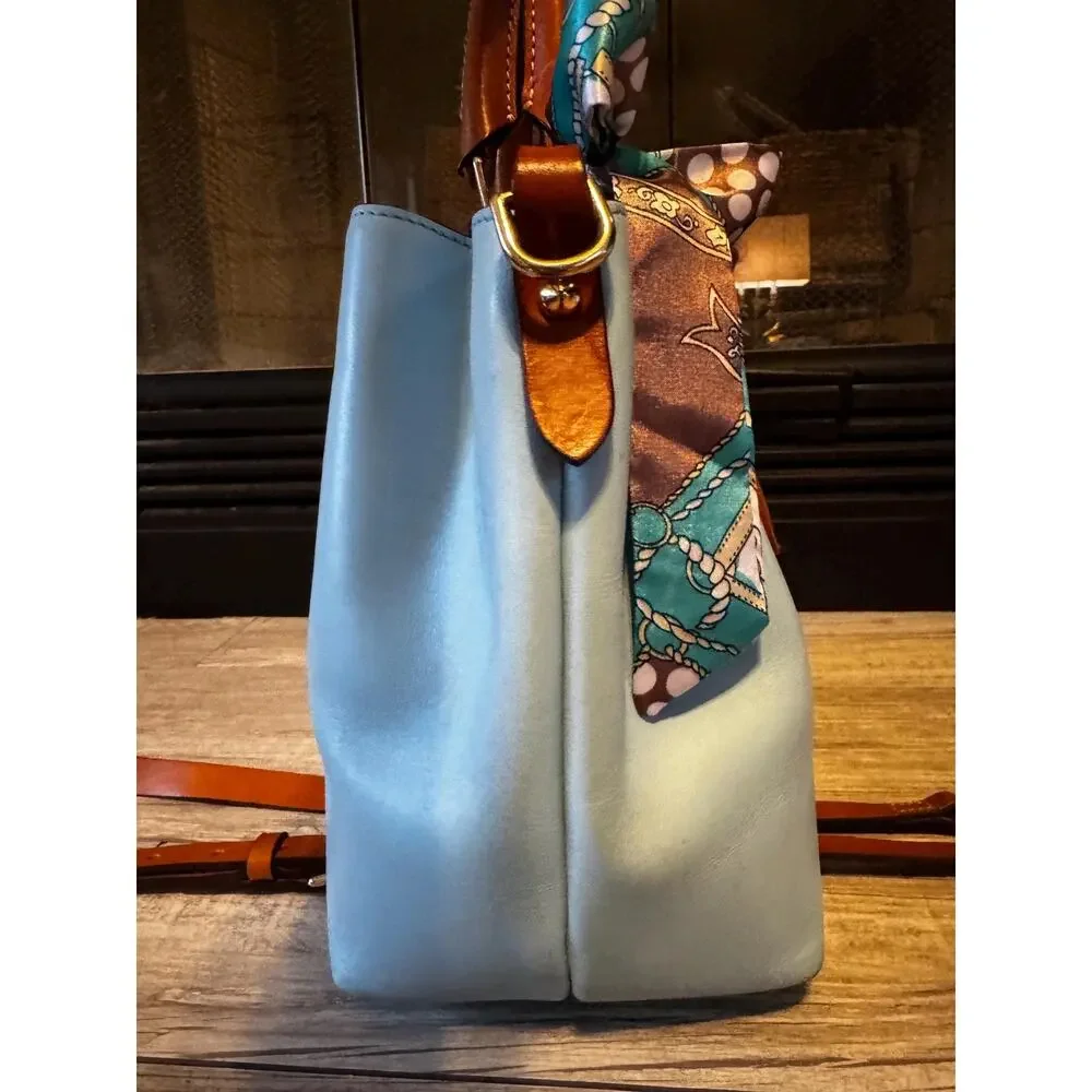 Dooney & Bourke Barlow Satchel Handbag – Robins Egg Blue Leather Crossbody Bag - Picture 8 of 16